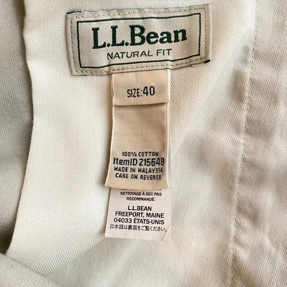 L.L. Bean Mens Size 40 8" Natural Fit Wrinkle-Free Flat Front Ivory Chino Shorts - Picture 15 of 16